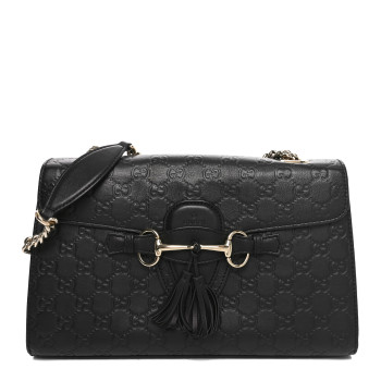 GUCCI Guccissima Medium Emily Chain Shoulder Bag Black