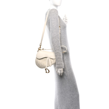 CHRISTIAN DIOR Oblique Smooth Calfskin Saddle Bag With Strap Latte
