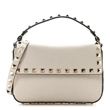 VALENTINO GARAVANI Calfskin Rockstud Crossbody Pouch Light Ivory