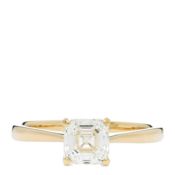 PARKER & WEST 18K Yellow Gold Diamond 1.03ct Square Emerald Cut Engagement Ring  52 6
