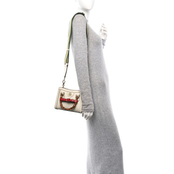 GUCCI Textured Calfskin Web Mini Diana Tote Bag Mystic White