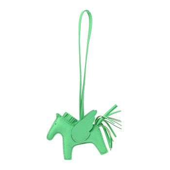 HERMES Milo Lambskin Grigri Rodeo Pegase Horse Bag Charm PM Vert Comics