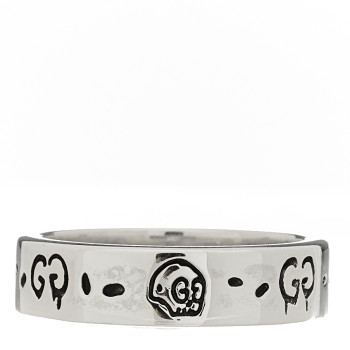 GUCCI Sterling Silver Narrow GucciGhost Hamlet Skull Ring 63 10.25