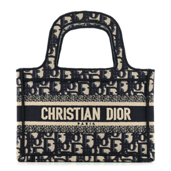 CHRISTIAN DIOR Oblique Mini Book Tote Blue Multicolor