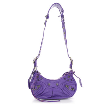 BALENCIAGA Agneau Arena Le Cagole Shoulder Bag XS Purple