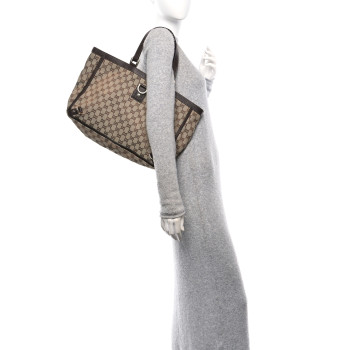GUCCI Monogram Large Abbey Tote Dark Brown