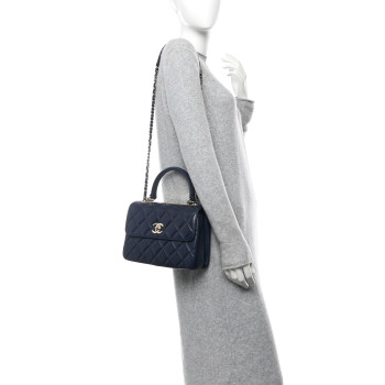 CHANEL Lambskin Quilted Small Trendy CC Flap Dual Handle Bag Navy