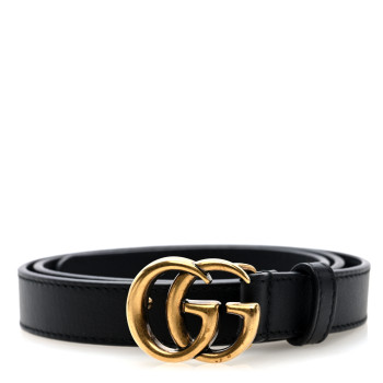 GUCCI Calfskin Double G 20mm Belt 75 30 Black