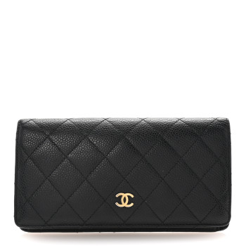 CHANEL Caviar Quilted Yen Wallet Black