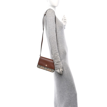 BURBERRY Calfskin Vintage Check Penny Bag Archive Beige Tan
