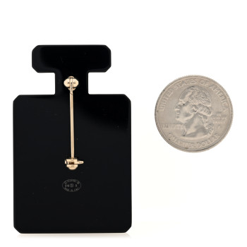 CHANEL Resin Pearl Perfume Bottle CC Brooch Black Gold