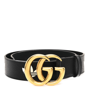 GUCCI X ADIDAS Textured Dollar Calfskin Double G 40mm Belt 80 32 Black