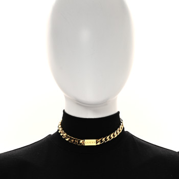 GUCCI Metal Script Chain Choker Necklace Gold