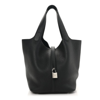 HERMES Taurillon Clemence Picotin Lock 22 MM Black