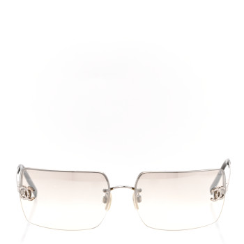 CHANEL Metal Crystal CC Logo Sunglasses 4092-B Silver
