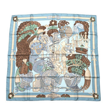 HERMES Silk Armets Panache Scarf 90