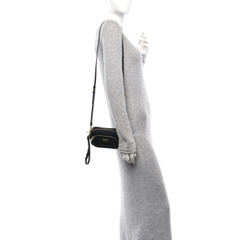 PRADA Tessuto Nylon Saffiano Convertible Crossbody Wristlet Black