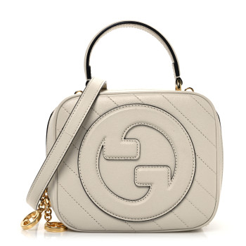 GUCCI Sakai Be Green Calfskin Diagonal Stitched Blondie Top Handle Bag Mystic White