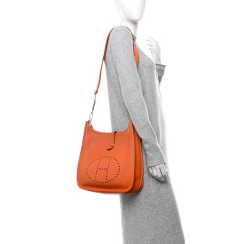 HERMES Taurillon Clemence Evelyne III GM Orange