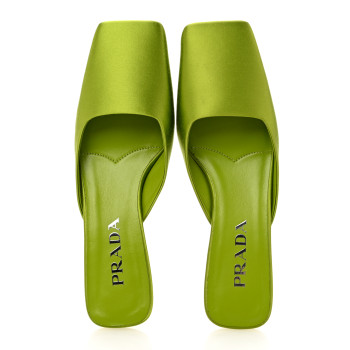 PRADA Satin Modellerie Mules 35 Felce