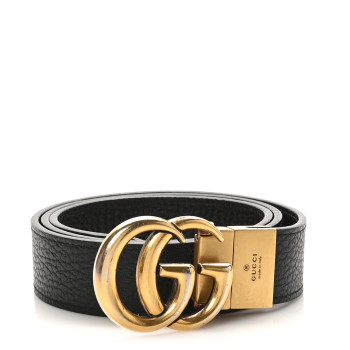 GUCCI Calfskin Double G Reversible 37mm Belt 85 34 Black Cocoa