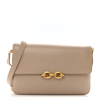 SAINT LAURENT Smooth Calfskin Le Maillon Satchel Dark Beige