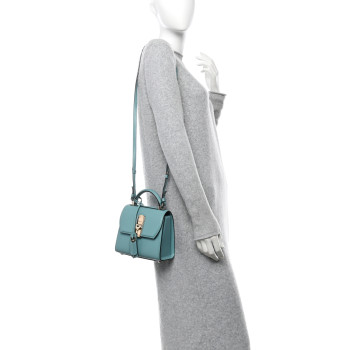 SALVATORE FERRAGAMO Smooth Calfskin Mini Boxyz Tyrone Turquoise