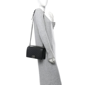 CHANEL Caviar Quilted Medium Boy Flap Black