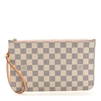 LOUIS VUITTON Damier Azur Neverfull MM GM Pochette Rose Ballerine
