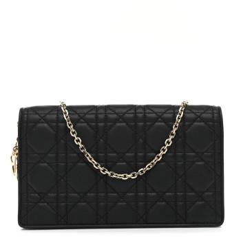 CHRISTIAN DIOR Lambskin Cannage Lady Dior Pouch Black