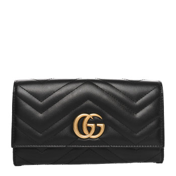 GUCCI Calfskin Matelasse GG Marmont Continental Wallet Black