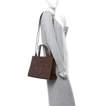 TELFAR Vegan Leather Shmedium Shopping Bag Chocolate
