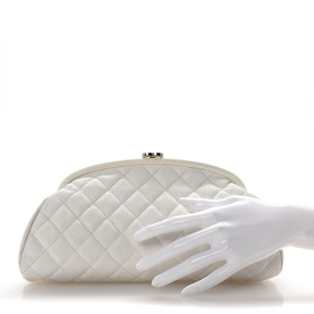 CHANEL Caviar Quilted Timeless Clutch White