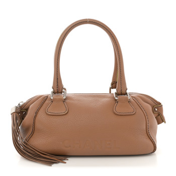 CHANEL Calfskin Tassel Bowler Light Brown