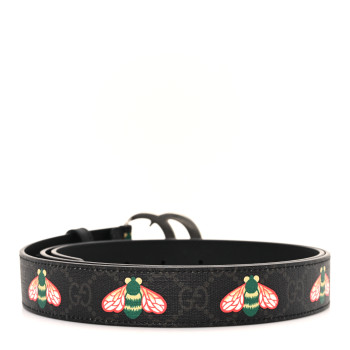 GUCCI GG Supreme Monogram Bee Multicolor Appia Calfskin 30mm Belt 110 44 Black