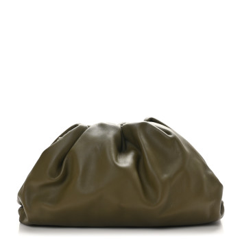 BOTTEGA VENETA Smooth Butter Calf The Pouch Oversized Clutch Mud