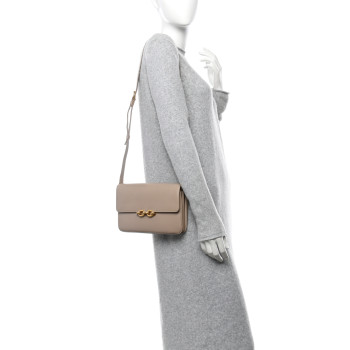 SAINT LAURENT Smooth Calfskin Le Maillon Satchel Dark Beige