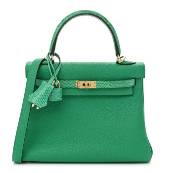 HERMES Togo Lizard Kelly Retourne Touch 25 Menthe