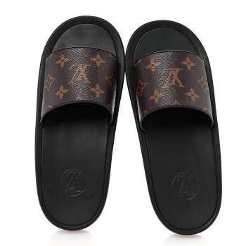 LOUIS VUITTON Monogram Sunbath Slide Sandals 36