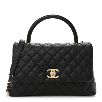CHANEL Caviar Quilted Small Coco Handle Flap Black