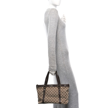 GUCCI Monogram Medium Abbey Tote Dark Brown
