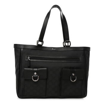 GUCCI Monogram Abbey D Ring Tote Black