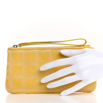CHANEL Nylon Travel Ligne Zip Wristlet Yellow