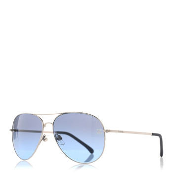 CHANEL Metal Pilot Aviator CC Sunglasses 4189-T-Q Silver