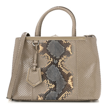 FENDI Snakeskin Petite 2Jours Tote Beige Multicolor