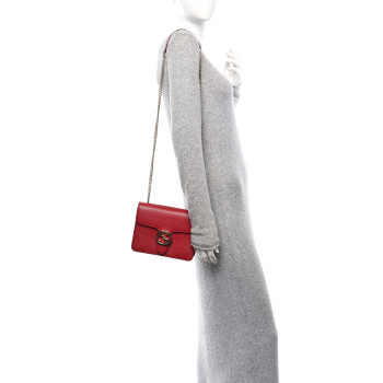 GUCCI Dollar Calfskin Small Interlocking G Shoulder Bag Red