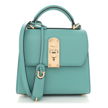 SALVATORE FERRAGAMO Smooth Calfskin Mini Boxyz Tyrone Turquoise