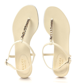 GUCCI Patent Signoria Thong Sandals 39 Ivory