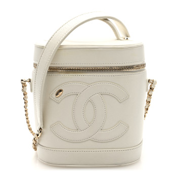 CHANEL Lambskin Timeless Vanity Cosmetic Case White