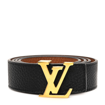 LOUIS VUITTON Taurillon Calfskin 30mm LV Initiales Reversible Belt 90 36 Black